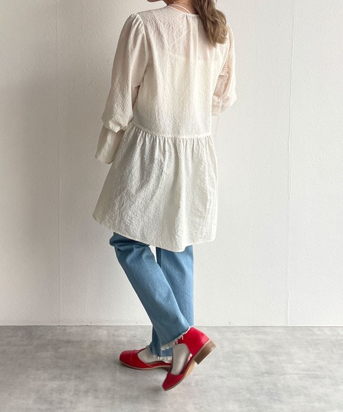 w closet(ダブルクローゼット)の「スリットキャンディースリーブチュニックはおり(シャツ/ブラウス・レディース・キナリ/ブルー/グリーン・FREE)」の10枚目の写真