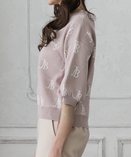 Julia Boutique(ジュリアブティック)の「JBロゴ柄五分袖ニットトップス/22151(ニット/セーター・レディース・ブラック/ホワイト/ベージュ/ピンク・ONE)」の20枚目の写真