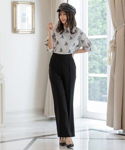 Julia Boutique(ジュリアブティック)の「JBロゴ柄五分袖ニットトップス/22151(ニット/セーター・レディース・ブラック/ホワイト/ベージュ/ピンク・ONE)」の7枚目の写真