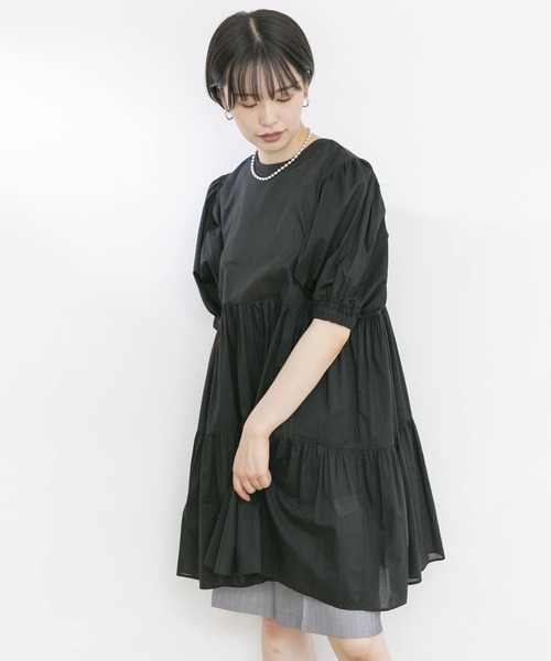 UR Lab.(アーバンリサーチラボ)の「2WAYティアードミニワンピース(ワンピース・レディース・ブラック/ブラウン/オフホワイト・FREE)」の3枚目の写真