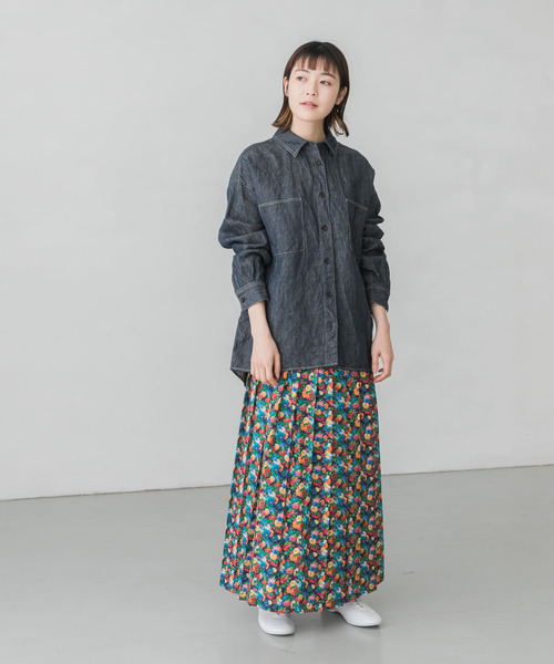 かぐれ（カグレ）の「リネンデニムシャツジャケット（デニムジャケット・レディース・ナチュラル/ネイビー・FREE）」の21枚目の写真