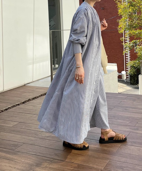 DISCOAT(ディスコート)の「【WEB限定】ストライプギャザーワンピース(シャツワンピース・レディース・ネイビー/グリーン/ブルー系その他/レッド・FREE)」の18枚目の写真