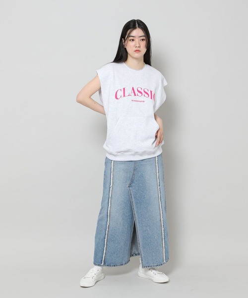 WONDER VISITOR（ワンダービジター）の「WONDER VISITOR／Classicノースリーブプルオーバー 2276912（ベスト・レディース・ライトグレー/ネイビー・FREE）」の8枚目の写真