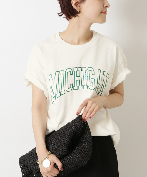 Sloppy Supply（スラッピーサプライ）の「【SLOPPY/ スラッピー】NEO VINTAGE MICHIGAN（Tシャツ/カットソー・レディース・ホワイト/ネイビー/カーキ・MEDIUM）」の2枚目の写真