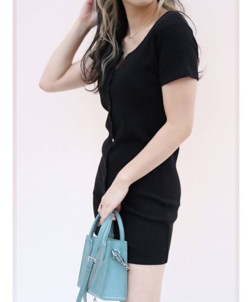 EVRIS（エヴリス）の「フロントボタンミニワンピース（ワンピース・レディース・パープル/ブラック/グリーン・FREE）」の8枚目の写真