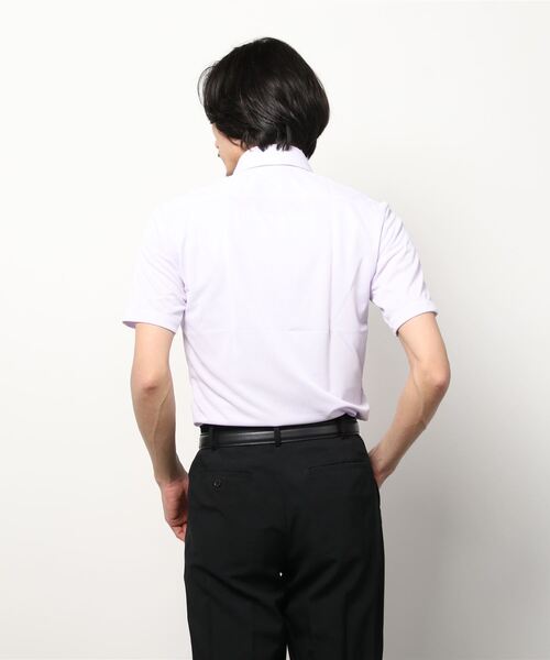 Perfect Suit FActory(パーフェクトスーツファクトリー)の「【完全ノーアイロン】半袖アイシャツ ピケ ホワイト/サックス/ラベンダー(ビジネスシャツ・メンズ・ラベンダー/ホワイト/サックスブルー・M/LL/S/L)」の4枚目の写真