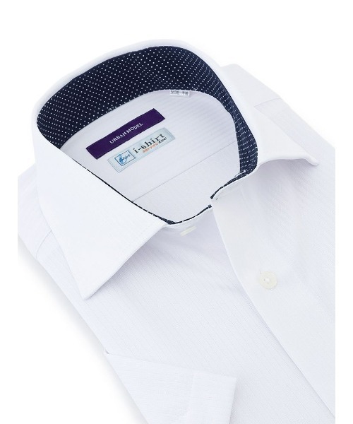 Perfect Suit FActory(パーフェクトスーツファクトリー)の「【完全ノーアイロン】半袖アイシャツ ピケ ホワイト/サックス/ラベンダー(ビジネスシャツ・メンズ・ラベンダー/ホワイト/サックスブルー・M/LL/S/L)」の2枚目の写真