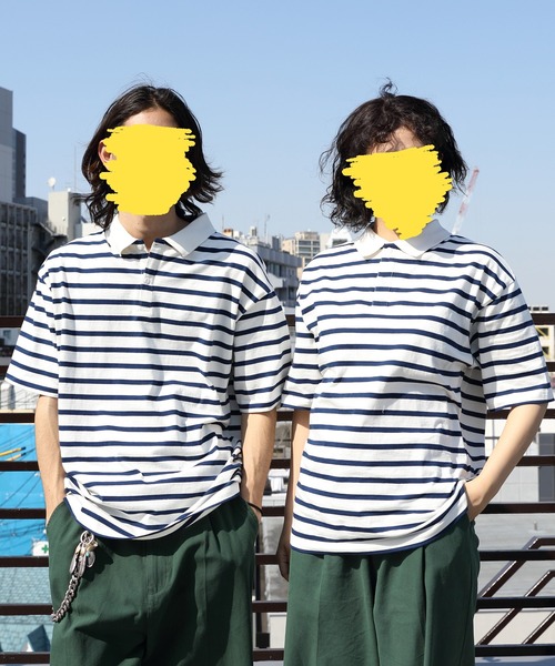 ８(eight)（エイト）の「レトロボーダーポロシャツ（ポロシャツ・メンズ・ホワイト系その他/グレイッシュベージュ/ホワイト系その他2/グリーン系その他2/サックスブルー系/ネイビー系/ライトグレー系/グリーン系その他・X-LARGE/LARGE/MEDIUM）」の2枚目の写真