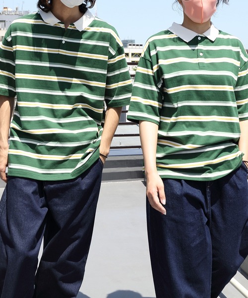 ８(eight)（エイト）の「レトロボーダーポロシャツ（ポロシャツ・メンズ・ホワイト系その他/グレイッシュベージュ/ホワイト系その他2/グリーン系その他2/サックスブルー系/ネイビー系/ライトグレー系/グリーン系その他・X-LARGE/LARGE/MEDIUM）」の6枚目の写真