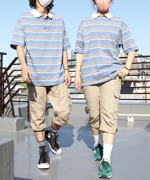 ８(eight)（エイト）の「レトロボーダーポロシャツ（ポロシャツ・メンズ・ホワイト系その他/グレイッシュベージュ/ホワイト系その他2/グリーン系その他2/サックスブルー系/ネイビー系/ライトグレー系/グリーン系その他・X-LARGE/LARGE/MEDIUM）」の10枚目の写真