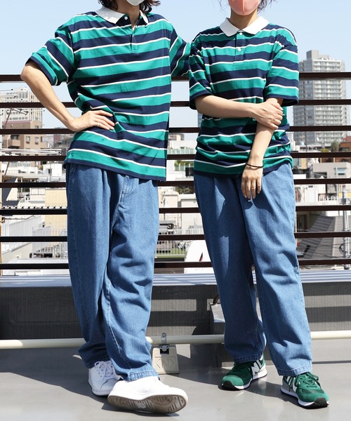 ８(eight)（エイト）の「レトロボーダーポロシャツ（ポロシャツ・メンズ・ホワイト系その他/グレイッシュベージュ/ホワイト系その他2/グリーン系その他2/サックスブルー系/ネイビー系/ライトグレー系/グリーン系その他・X-LARGE/LARGE/MEDIUM）」の16枚目の写真