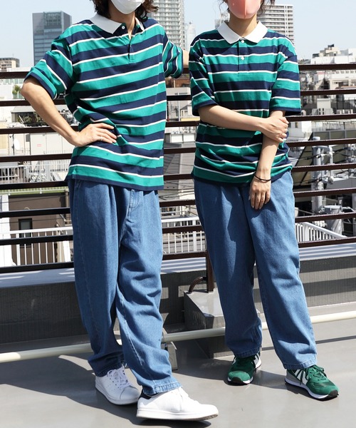 ８(eight)（エイト）の「レトロボーダーポロシャツ（ポロシャツ・メンズ・ホワイト系その他/グレイッシュベージュ/ホワイト系その他2/グリーン系その他2/サックスブルー系/ネイビー系/ライトグレー系/グリーン系その他・X-LARGE/LARGE/MEDIUM）」の17枚目の写真