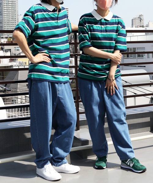 ８(eight)（エイト）の「レトロボーダーポロシャツ（ポロシャツ・メンズ・ホワイト系その他/グレイッシュベージュ/ホワイト系その他2/グリーン系その他2/サックスブルー系/ネイビー系/ライトグレー系/グリーン系その他・X-LARGE/LARGE/MEDIUM）」の19枚目の写真