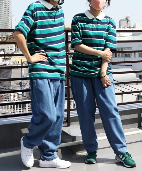 ８(eight)（エイト）の「レトロボーダーポロシャツ（ポロシャツ・メンズ・ホワイト系その他/グレイッシュベージュ/ホワイト系その他2/グリーン系その他2/サックスブルー系/ネイビー系/ライトグレー系/グリーン系その他・X-LARGE/LARGE/MEDIUM）」の21枚目の写真