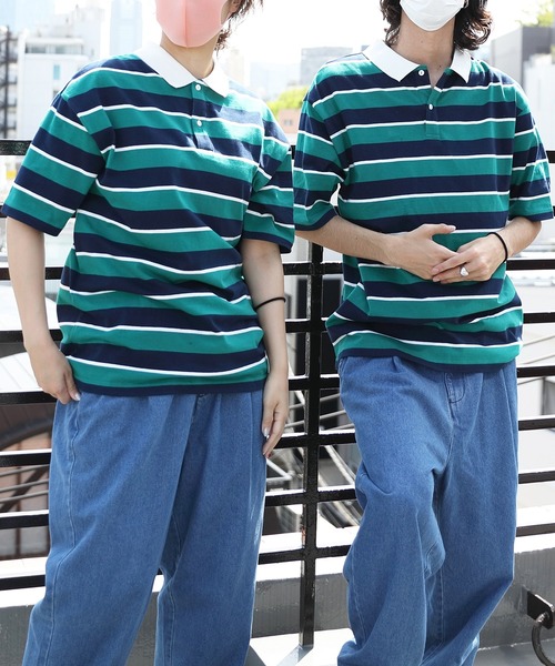 ８(eight)（エイト）の「レトロボーダーポロシャツ（ポロシャツ・メンズ・ホワイト系その他/グレイッシュベージュ/ホワイト系その他2/グリーン系その他2/サックスブルー系/ネイビー系/ライトグレー系/グリーン系その他・X-LARGE/LARGE/MEDIUM）」の11枚目の写真