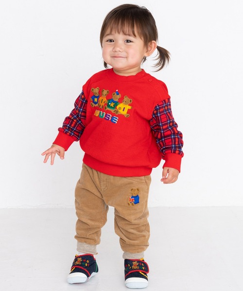 MIKI HOUSE（ミキハウス）の「袖チェック長袖トレーナー（スウェット