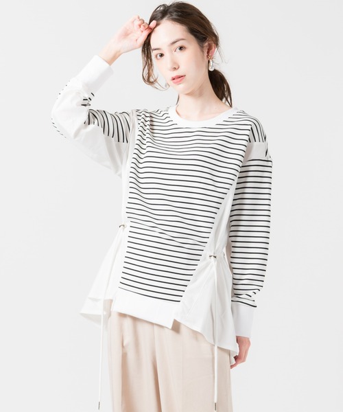 LAYMEE（レイミー）の「Border layered CS / ボーダーレイヤードカットソー（Tシャツ/カットソー・レディース・ホワイト系その他/ブラック/ブラック系その他・FREE）」の11枚目の写真