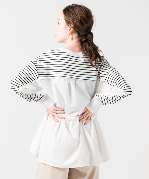 LAYMEE（レイミー）の「Border layered CS / ボーダーレイヤードカットソー（Tシャツ/カットソー・レディース・ホワイト系その他/ブラック/ブラック系その他・FREE）」の12枚目の写真