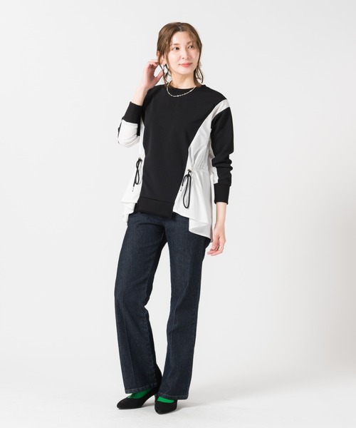 LAYMEE（レイミー）の「Border layered CS / ボーダーレイヤードカットソー（Tシャツ/カットソー・レディース・ホワイト系その他/ブラック/ブラック系その他・FREE）」の15枚目の写真