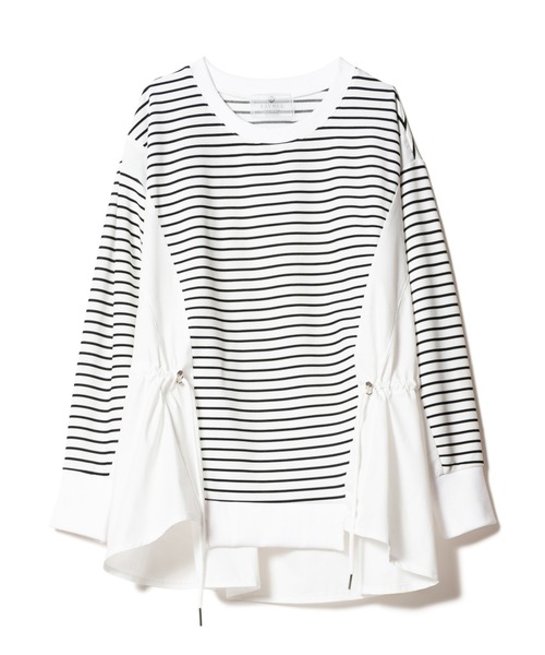 LAYMEE（レイミー）の「Border layered CS / ボーダーレイヤードカットソー（Tシャツ/カットソー・レディース・ホワイト系その他/ブラック/ブラック系その他・FREE）」の4枚目の写真