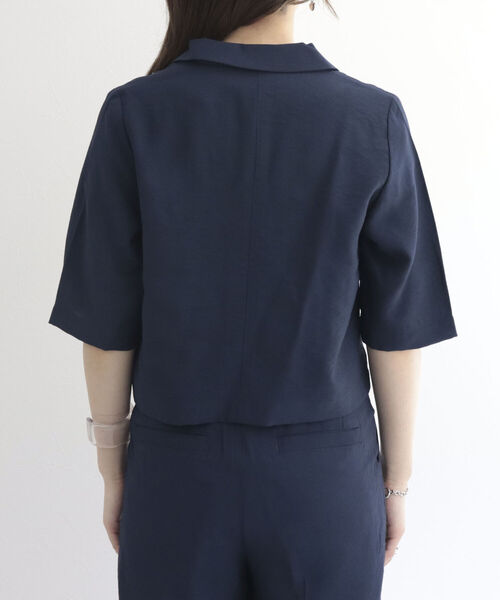 fredy emue（フレディエミュ）の「シワ加工 クロップド丈　ショートジャケット（テーラードジャケット・レディース・ネイビー/ミント・38）」の19枚目の写真