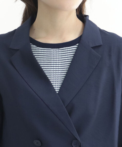 fredy emue（フレディエミュ）の「シワ加工 クロップド丈　ショートジャケット（テーラードジャケット・レディース・ネイビー/ミント・38）」の20枚目の写真