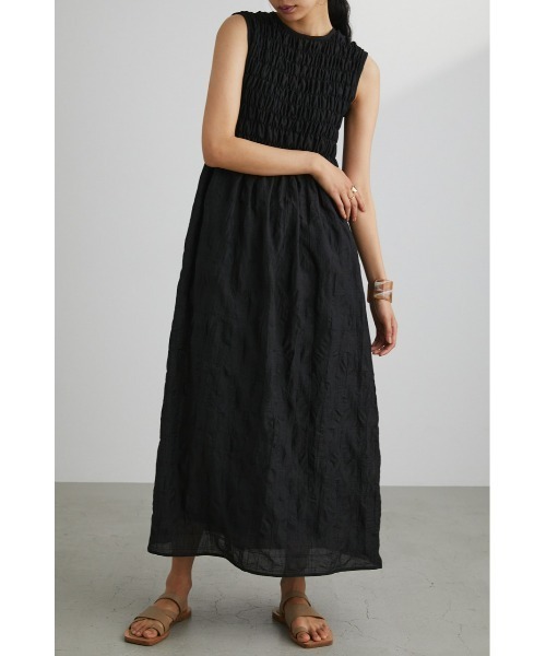 STYLEMIXER（スタイルミキサー）の「シャーリングワッシャーワンピース（ワンピース・レディース・ブラック/ライトグリーン/ライトベージュ・SMALL/MEDIUM）」の2枚目の写真