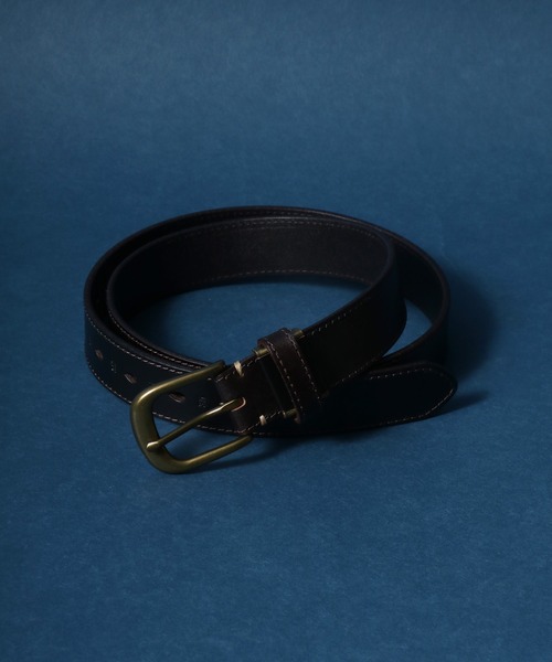 ANPAS（アンパス）の「Same Color Stitch Real Leather Belt/サイドステッチ レザーベルト（ベルト・メンズ・ブラック/ダークブラウン/ネイビー/レッド/キャメル・FREE）」の3枚目の写真