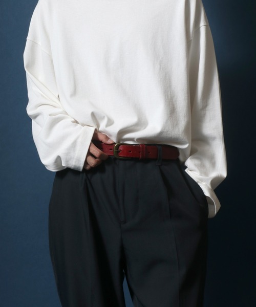 ANPAS（アンパス）の「Same Color Stitch Real Leather Belt/サイドステッチ レザーベルト（ベルト・メンズ・ブラック/ダークブラウン/ネイビー/レッド/キャメル・FREE）」の21枚目の写真