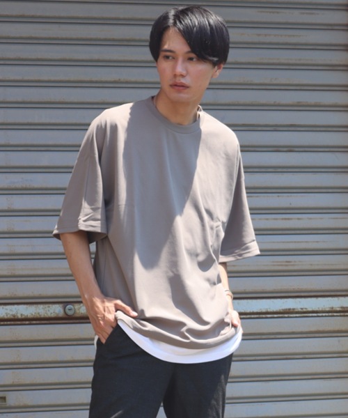 Bling Leads（ブリングリーズ）の「【Bl】【Bling leads】梨地　オーバーサイズクルーネックTシャツ（Tシャツ/カットソー・レディース・ホワイト/チャコールグレー/ライトグレー/ブラック/グレイッシュベージュ・MEDIUM/LARGE）」の5枚目の写真