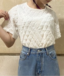 one way | エンボスクロップドトップス(Tシャツ/カットソー)
