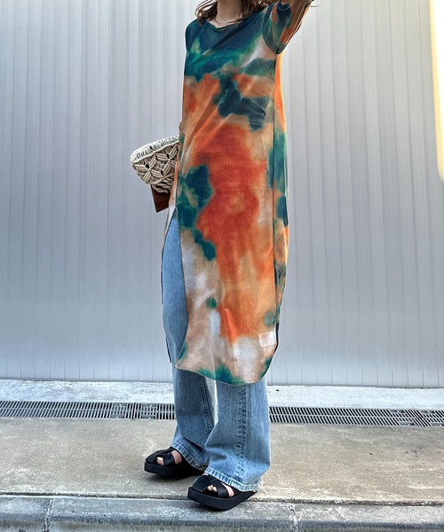 mi via loca（ミヴィアロカ）の「チュールタイダイレイヤードワンピース（ワンピース・レディース・レッド/グリーン/グレー・FREE）」の11枚目の写真