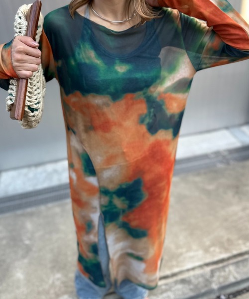 mi via loca（ミヴィアロカ）の「チュールタイダイレイヤードワンピース（ワンピース・レディース・レッド/グリーン/グレー・FREE）」の14枚目の写真