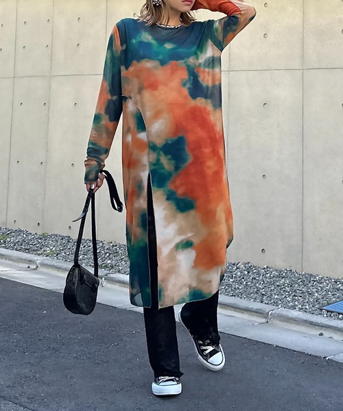 mi via loca（ミヴィアロカ）の「チュールタイダイレイヤードワンピース（ワンピース・レディース・レッド/グリーン/グレー・FREE）」の15枚目の写真