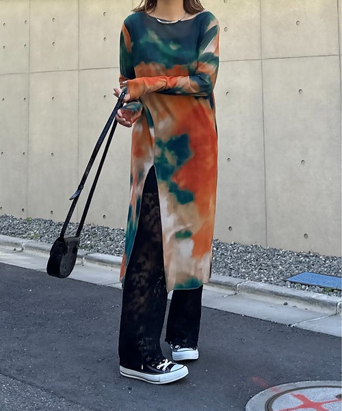 mi via loca（ミヴィアロカ）の「チュールタイダイレイヤードワンピース（ワンピース・レディース・レッド/グリーン/グレー・FREE）」の20枚目の写真