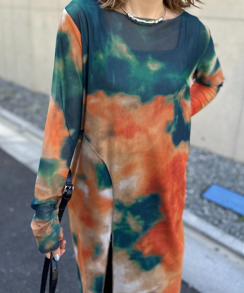 mi via loca（ミヴィアロカ）の「チュールタイダイレイヤードワンピース（ワンピース・レディース・レッド/グリーン/グレー・FREE）」の22枚目の写真