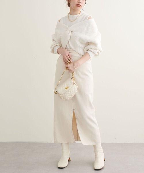 natural couture(ナチュラルクチュール)の「WEB限定/リバイバルアイテム/ほわほわクロスニットアンサンブル(ニット/セーター・レディース・ベージュ/ブラウン/オフホワイト/ピンク系その他・FREE)」の8枚目の写真
