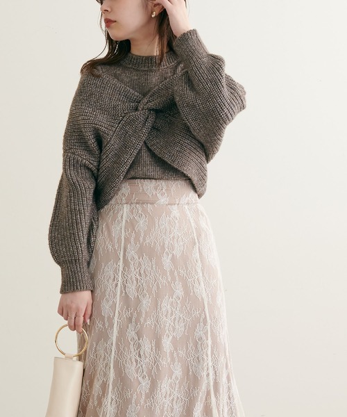 natural couture(ナチュラルクチュール)の「WEB限定/リバイバルアイテム/ほわほわクロスニットアンサンブル(ニット/セーター・レディース・ベージュ/ブラウン/オフホワイト/ピンク系その他・FREE)」の11枚目の写真