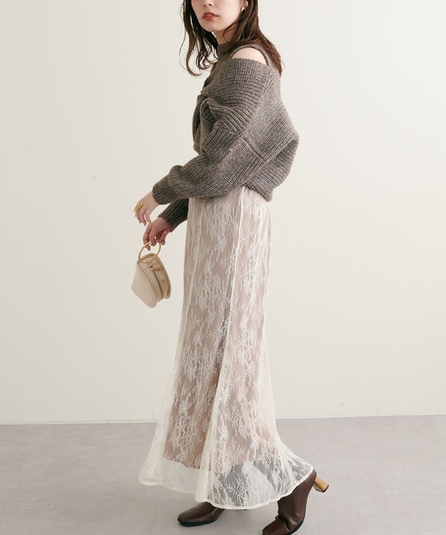 natural couture(ナチュラルクチュール)の「WEB限定/リバイバルアイテム/ほわほわクロスニットアンサンブル(ニット/セーター・レディース・ベージュ/ブラウン/オフホワイト/ピンク系その他・FREE)」の12枚目の写真