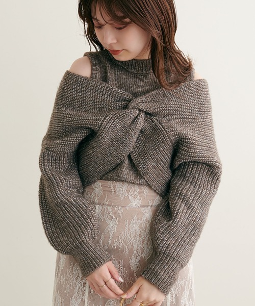 natural couture(ナチュラルクチュール)の「WEB限定/リバイバルアイテム/ほわほわクロスニットアンサンブル(ニット/セーター・レディース・ベージュ/ブラウン/オフホワイト/ピンク系その他・FREE)」の10枚目の写真