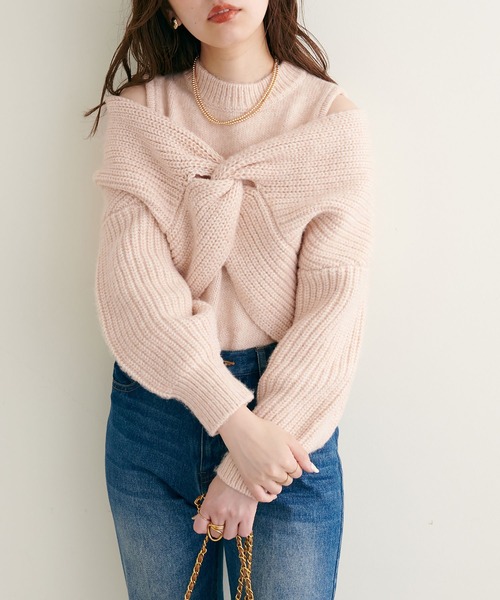 natural couture(ナチュラルクチュール)の「WEB限定/リバイバルアイテム/ほわほわクロスニットアンサンブル(ニット/セーター・レディース・ベージュ/ブラウン/オフホワイト/ピンク系その他・FREE)」の20枚目の写真