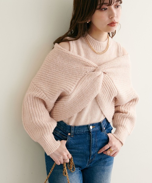 natural couture(ナチュラルクチュール)の「WEB限定/リバイバルアイテム/ほわほわクロスニットアンサンブル(ニット/セーター・レディース・ベージュ/ブラウン/オフホワイト/ピンク系その他・FREE)」の22枚目の写真