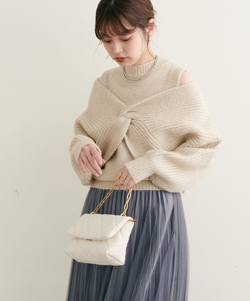 natural couture(ナチュラルクチュール)の「WEB限定/リバイバルアイテム/ほわほわクロスニットアンサンブル(ニット/セーター・レディース・ベージュ/ブラウン/オフホワイト/ピンク系その他・FREE)」の17枚目の写真