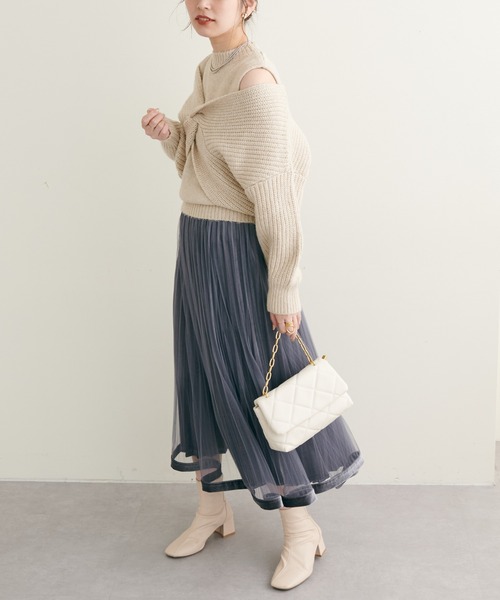 natural couture(ナチュラルクチュール)の「WEB限定/リバイバルアイテム/ほわほわクロスニットアンサンブル(ニット/セーター・レディース・ベージュ/ブラウン/オフホワイト/ピンク系その他・FREE)」の18枚目の写真