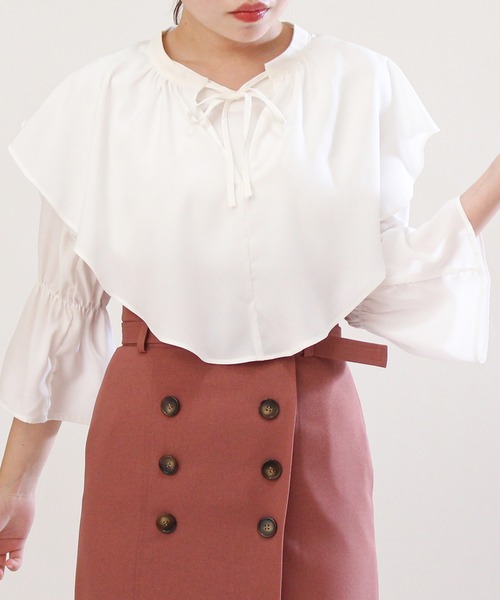 TRUDEA(トルディア)の「タフタ2way付け衿ブラウス(シャツ/ブラウス・レディース・ラベンダー/ホワイト/ブラウン/ブラック・MEDIUM)」の18枚目の写真