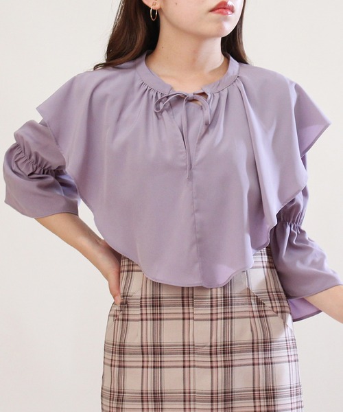 TRUDEA(トルディア)の「タフタ2way付け衿ブラウス(シャツ/ブラウス・レディース・ラベンダー/ホワイト/ブラウン/ブラック・MEDIUM)」の13枚目の写真