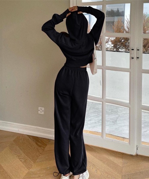 PRIVATE BEACH(プライベートビーチ)の「2点セットルームウェア 指穴ダブルジップパーカー&スウェットパンツ(ルームウェア/パジャマ・レディース・グレー/ブラック/ピンク・M/L)」の20枚目の写真