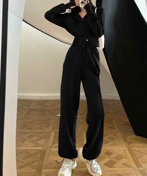 PRIVATE BEACH(プライベートビーチ)の「2点セットルームウェア 指穴ダブルジップパーカー&スウェットパンツ(ルームウェア/パジャマ・レディース・グレー/ブラック/ピンク・M/L)」の13枚目の写真