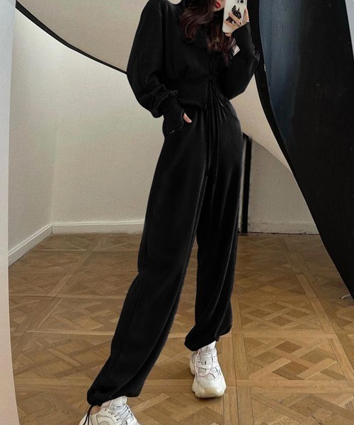 PRIVATE BEACH(プライベートビーチ)の「2点セットルームウェア 指穴ダブルジップパーカー&スウェットパンツ(ルームウェア/パジャマ・レディース・グレー/ブラック/ピンク・M/L)」の14枚目の写真