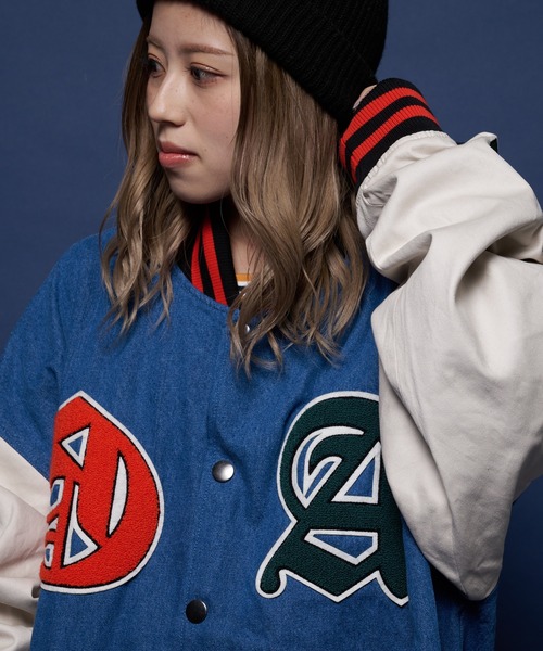 GALLIS ADDICTION（ガリスアディクション）の「GA DENIM VARSITY JKT/デニム スタジャン（スタジャン・メンズ・サックスブルー/インディゴブルー・M/L）」の2枚目の写真